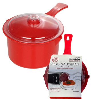 Microwave Essentials Large Red Saucepan & Lid 0.85L