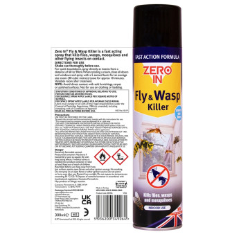 Zero In Fly & Wasp Killer 300ml Aerosol cost-effective insect control spray fast-acting formula