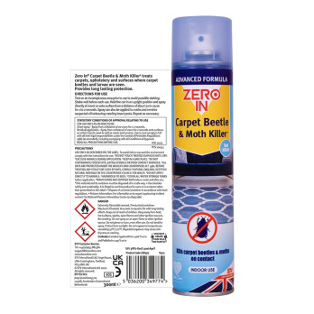 Zero In Carpet Beetle & Moth Killer 300ml Aerosol 12 months protection