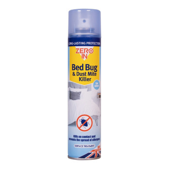 Zero In Bed Bug & Dust Mite Killer 300ml 12 months protection Aerosol Natural floral fragrance