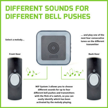 Lloytron Hearing Impaired Door Chime Kit 200m Black UK plug 32 melodies