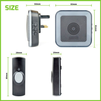 Lloytron Hearing Impaired Door Chime Kit 200m Black UK plug 32 melodies