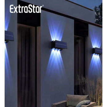 Extrastar LED Solar 4 Way Wall Lamp - IP44 waterproof RGB multi-colour