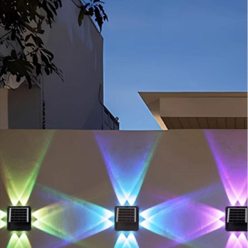 Extrastar LED Solar Up & Down Wall Lamp - RGB multi-colour IP44 waterproof