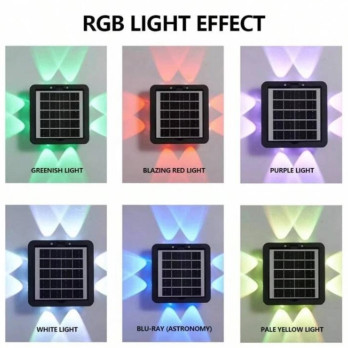 Extrastar LED Solar Up & Down Wall Lamp - RGB multi-colour IP44 waterproof