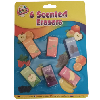 ARTBOX 6 Scented Erasers Orange Strawberry Blueberry Apple Grape and Banana flavour