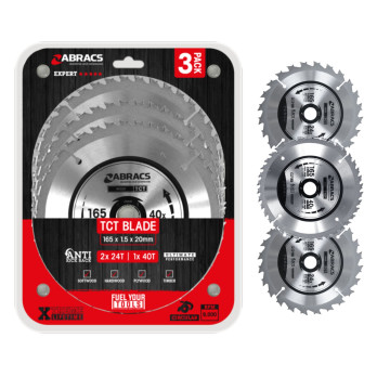 Abracs Circular Saw Blade 165mm x 20mm Pack 3 240v