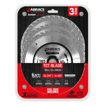 Abracs Circular Saw Blade 165mm x 20mm Pack 3 240v