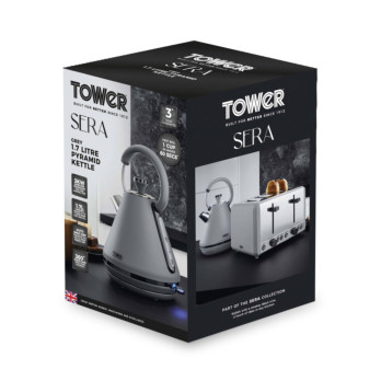 Tower Sera Grey Kettle 3kw 1.7L - 7 cups of tea or coffee