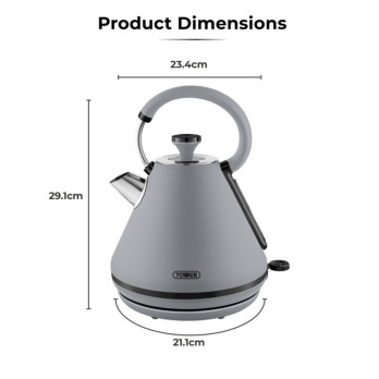 Tower Sera Grey Kettle 3kw 1.7L - 7 cups of tea or coffee