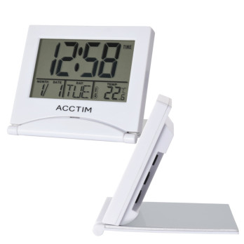 Acctim Mini Flip II Travel LCD Alarm Clock White