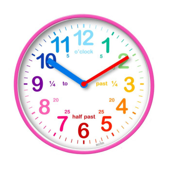 Acctim Wickford Kids Time Teach Clock 20cm Pink