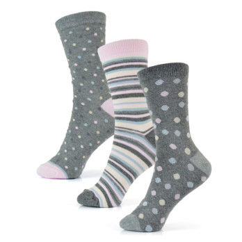 RJM Ladies Spot - Stripe Design Socks Pack 3 One Size Fits Most Machine washable Ideal for casual wear