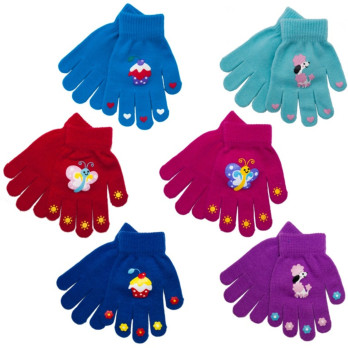 RJM Girls Thermal Magic Gloves Rubber Print Rubber Print One Size