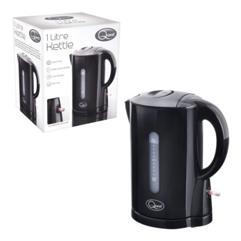 Quest 1L Jug Kettle Black - Cordless Overheat protection