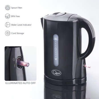 Quest 1L Jug Kettle Black - Cordless Overheat protection