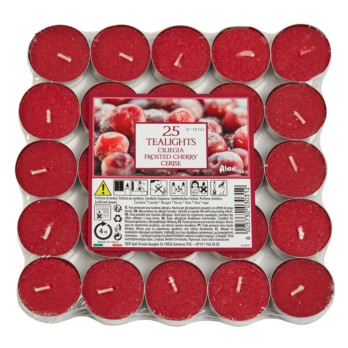 Aladino 4 Hour Tealights Pack 25 Frosted Cherries