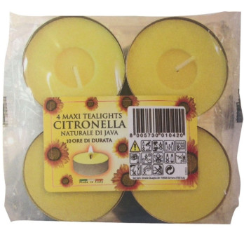 Price's Candles Citronella fragrance Maxi Tealights Pack 4 for outdoor burns for 10 hours