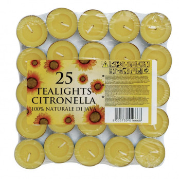 Price's Candles Tealights Pack 25 Citronella Burns up to 5 Hours outdoor use