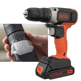 Black & Decker Cordless Drill Driver 18V - 10 torque settings