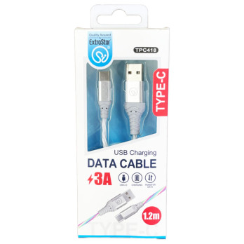 Extrastar Type C Charging Data Cable L Up 1.2m 3A fit into any travel bag