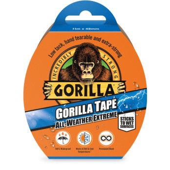 Gorilla All Weather Tape Black 11m 100% Waterproof Works in Hot & Cold outdoor repairs