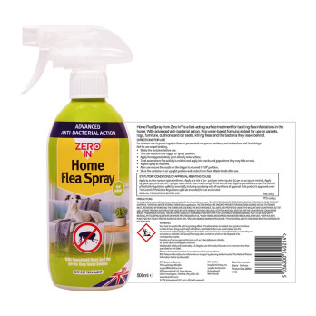 Zero In Home Flea Spray 500ml Water-based off-pet treatment for carpets furniture and rugs