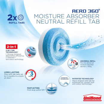 UniBond Aero 360 Moisture Absorber Refills Neutral anti-odour ultra-absorbing