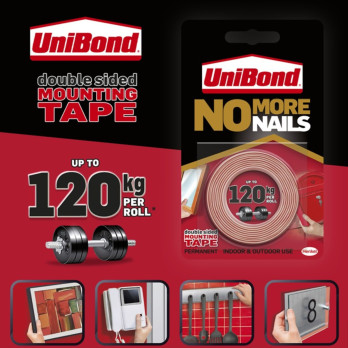 UniBond No More Nails On A Roll Double Sided Permanent Ultra Strong 19mm x 1.5m