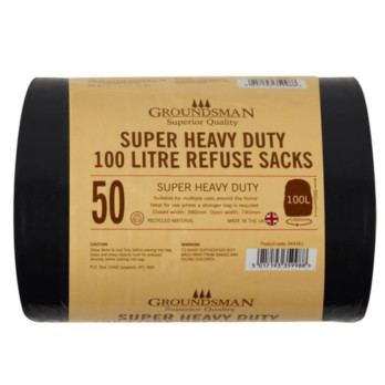 Groundsman Super Heavy Duty Refuse Sacks eco-friendly 100L - Roll of 50