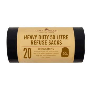 Groundsman Heavy Duty Refuse Sacks 50L - Roll of 20 stronger bin bag