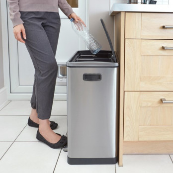 Black + Decker Softclose Recycling Pedal Bin 40L Stainless Steel Hands Free