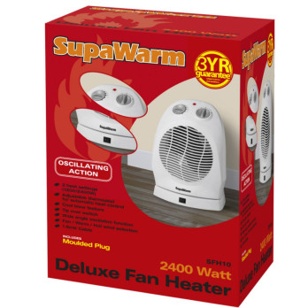 SupaWarm Deluxe Oscillating Fan Heater 2400w cable 1.5mtr