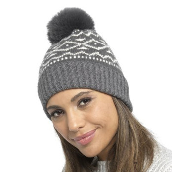 RJM Ladies Bobble Hat With Bead Detail One Size Fits Most Soft Knit Fabric fluffy bobble