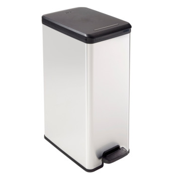 Curver Slim Line Stainless Steel Effect Deco Pedal Bin 40L