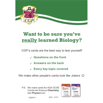 GCSE AQA Combined Science, CGP Biology Revision Question Cards for 2024-2025 Exams