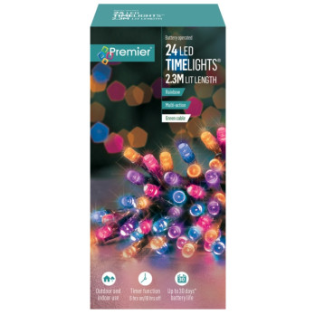 Premier Multi Action Battery Operated TIMELIGHTS 24 LED Rainbow 6-hour on 18-hour off cycle