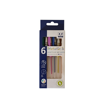 2 x A Star Metallic & Pearlised Gel Pens - Pack of 6