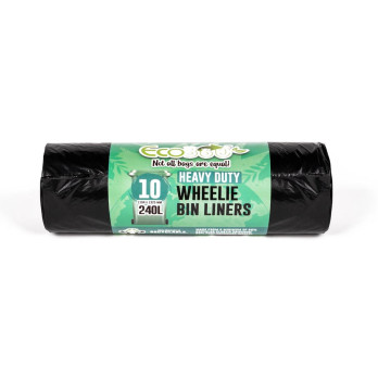 Ecobag Super Strong 10 Wheelie Bin Liners Black 240L 100% Recyclable