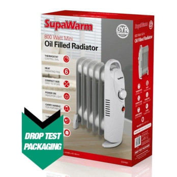 SupaWarm Mini Oil Filled Radiator 800w cable 1.4m 6 Heat fins