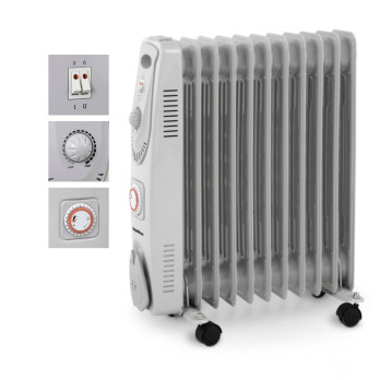 SupaWarm Oil Filled Radiator 2500w 11 heat fins anti-tip cut out Built-in timer