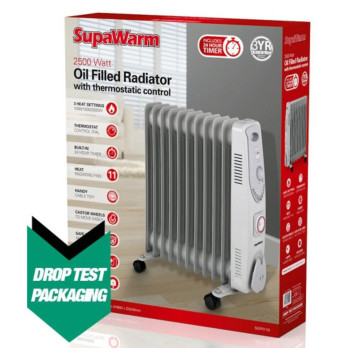 SupaWarm Oil Filled Radiator 2500w 11 heat fins anti-tip cut out Built-in timer