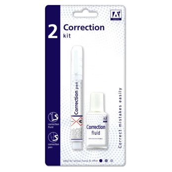 2 x A Star Correction Kit - Correction Pen & Fluid Ideal for School, Home & Office