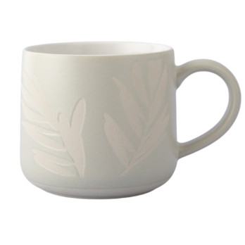 Mason Cash Botanical Olive Leaf Grey & Gypsophila Stone Mug dishwasher & microwave safe