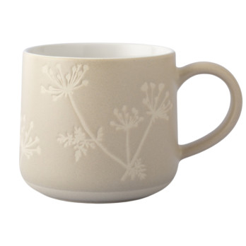 Mason Cash Botanical Olive Leaf Grey & Gypsophila Stone Mug dishwasher & microwave safe