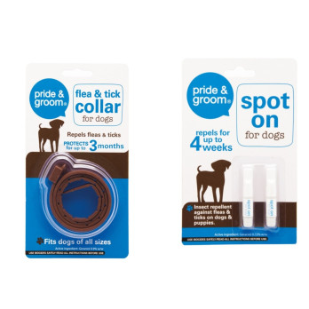 Pride & Groom Spot On Flea and Tick Treatment Drops & Collar For Dogs & Puppies