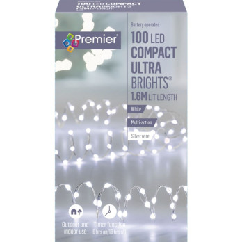 Premier Ultrabright Silver Wire 100 LEDs White