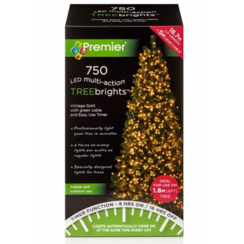 Premier Multi Action Treebrights With Timer 750 LED Vintage Gold-Green