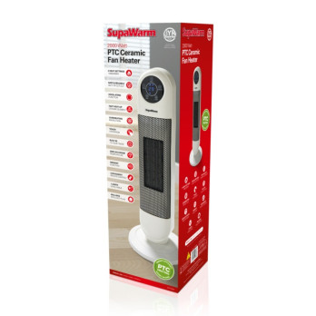 SupaWarm Ptc Ceramic Tower Heater 2000w Remote control Built-in timer