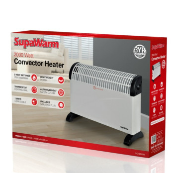 SupaWarm Convector Heater 2000w 3 heat settings overheat safety Thermostatic control